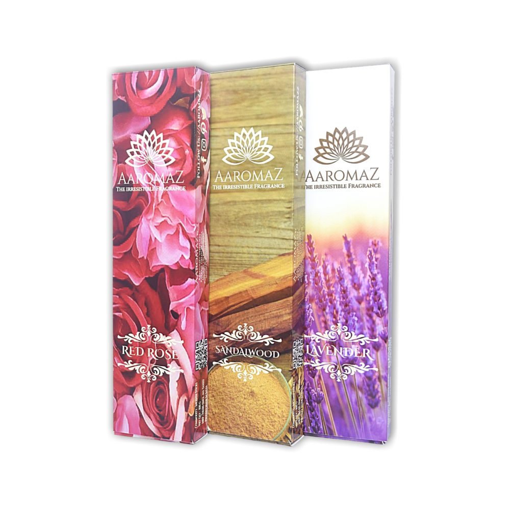 AaromaZ Premium 3 Fragrance Hand Dipped Low Smoke Incense sticks Combo-Pack Rose, Sandalwood, Lavender with Free Jeweled Incense stick holder. - Image 5