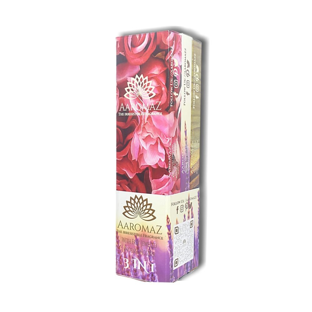 AaromaZ Premium 3 Fragrance Hand Dipped Low Smoke Incense sticks Combo-Pack Rose, Sandalwood, Lavender with Free Jeweled Incense stick holder. - Image 2