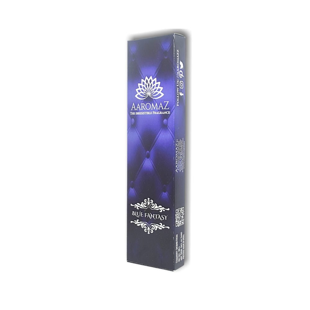 AaromaZ Premium Blue Fantasy Fashion Fragrance,Hand Dipped,Low Smoke,Free Jeweled Incense stick holder.