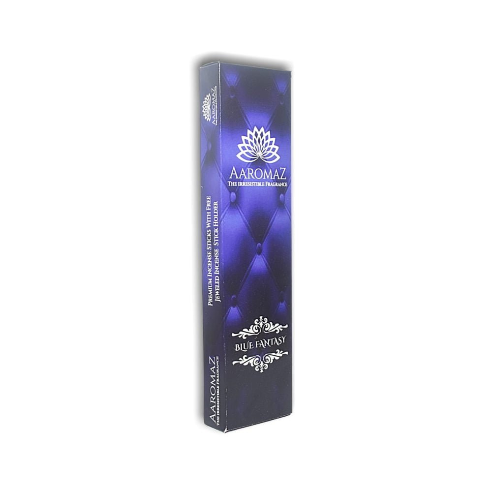 AaromaZ Premium Blue Fantasy Fashion Fragrance,Hand Dipped,Low Smoke,Free Jeweled Incense stick holder.