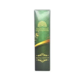 AaromaZ Premium Royal Emerald Jasmine Fragrance, Hand Dipped, Low Smoke, Free Jeweled Incense stick holder.