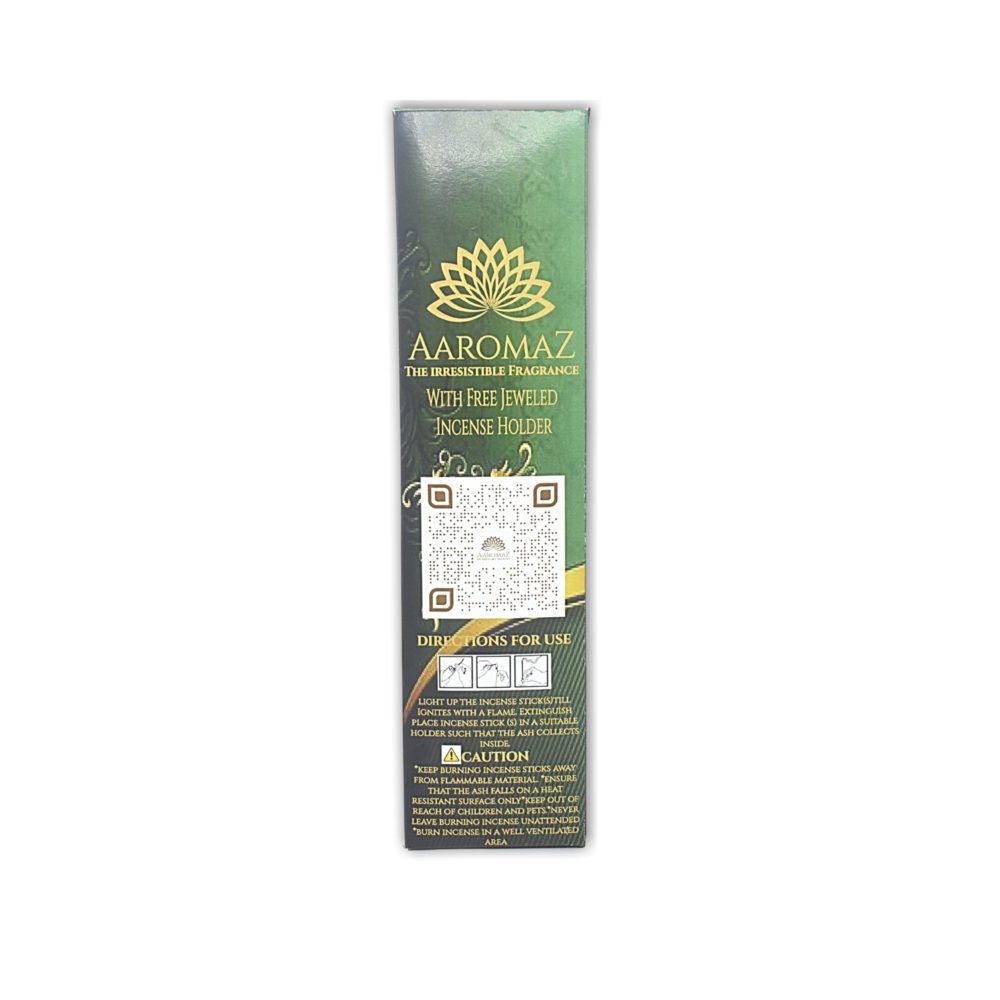 AaromaZ Premium Royal Emerald Jasmine Fragrance,Hand Dipped,Low Smoke,Free Jeweled Incense stick holder.