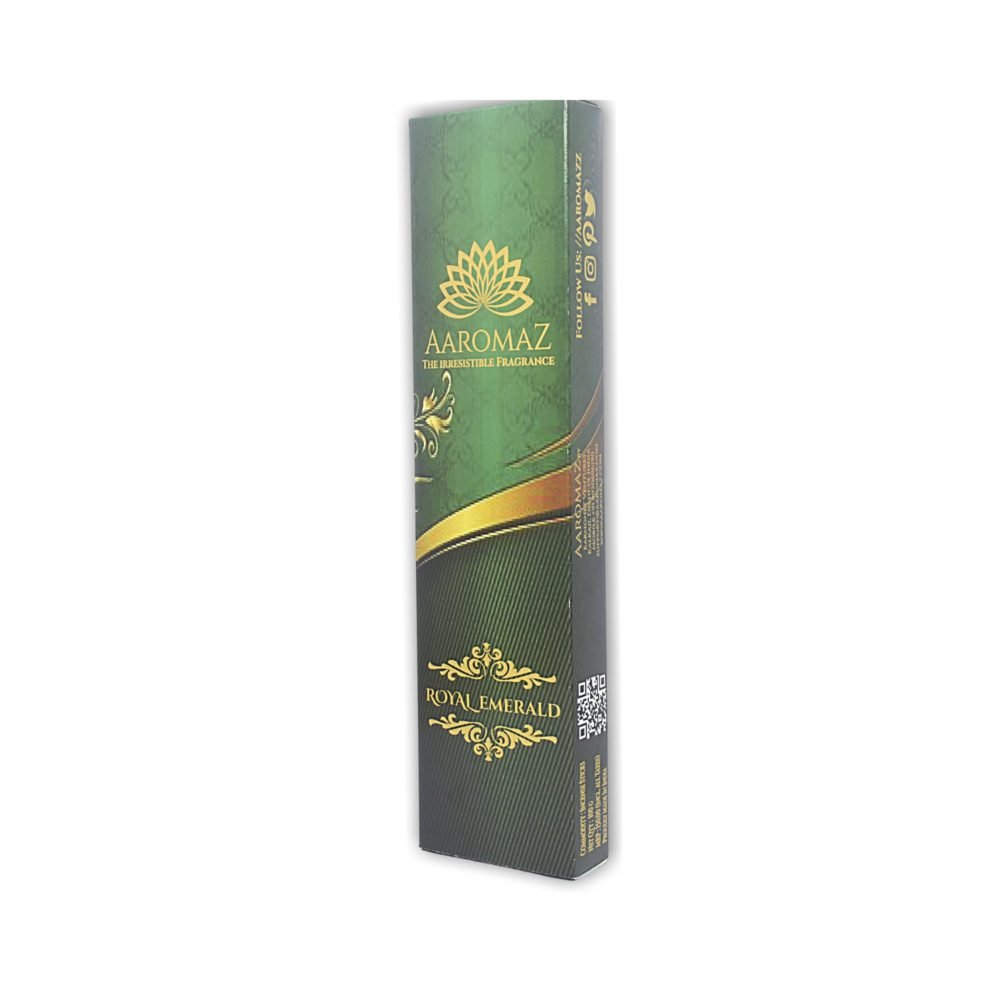 AaromaZ Premium Royal Emerald Jasmine Fragrance,Hand Dipped,Low Smoke,Free Jeweled Incense stick holder.