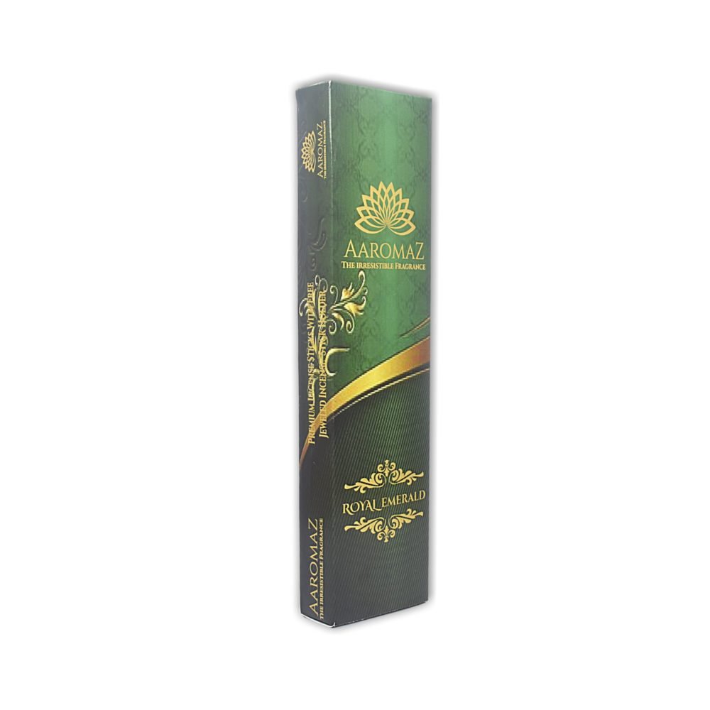 AaromaZ Premium Royal Emerald Jasmine Fragrance,Hand Dipped,Low Smoke,Free Jeweled Incense stick holder.