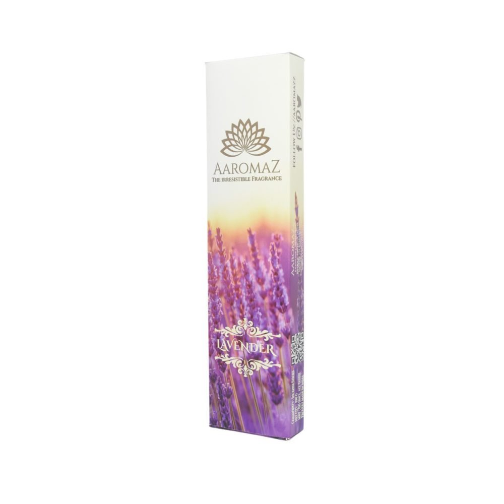 AaromaZ Premium Lavender Fragrance,Hand Dipped,Low Smoke,Free Jeweled Incense stick holder.