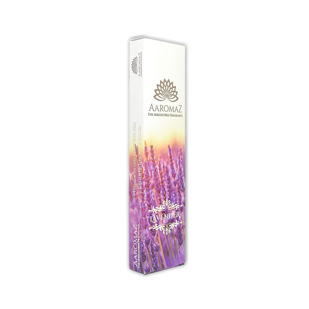 AaromaZ Premium Lavender Fragrance,Hand Dipped,Low Smoke,Free Jeweled Incense stick holder.