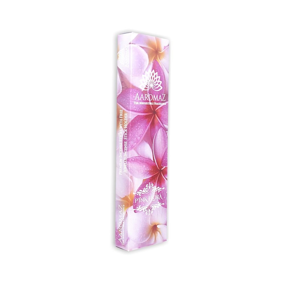 AaromaZ Premium Pink Flora Fragrance, Hand Dipped, Low Smoke, Free Jeweled Incense stick holder - Image 3
