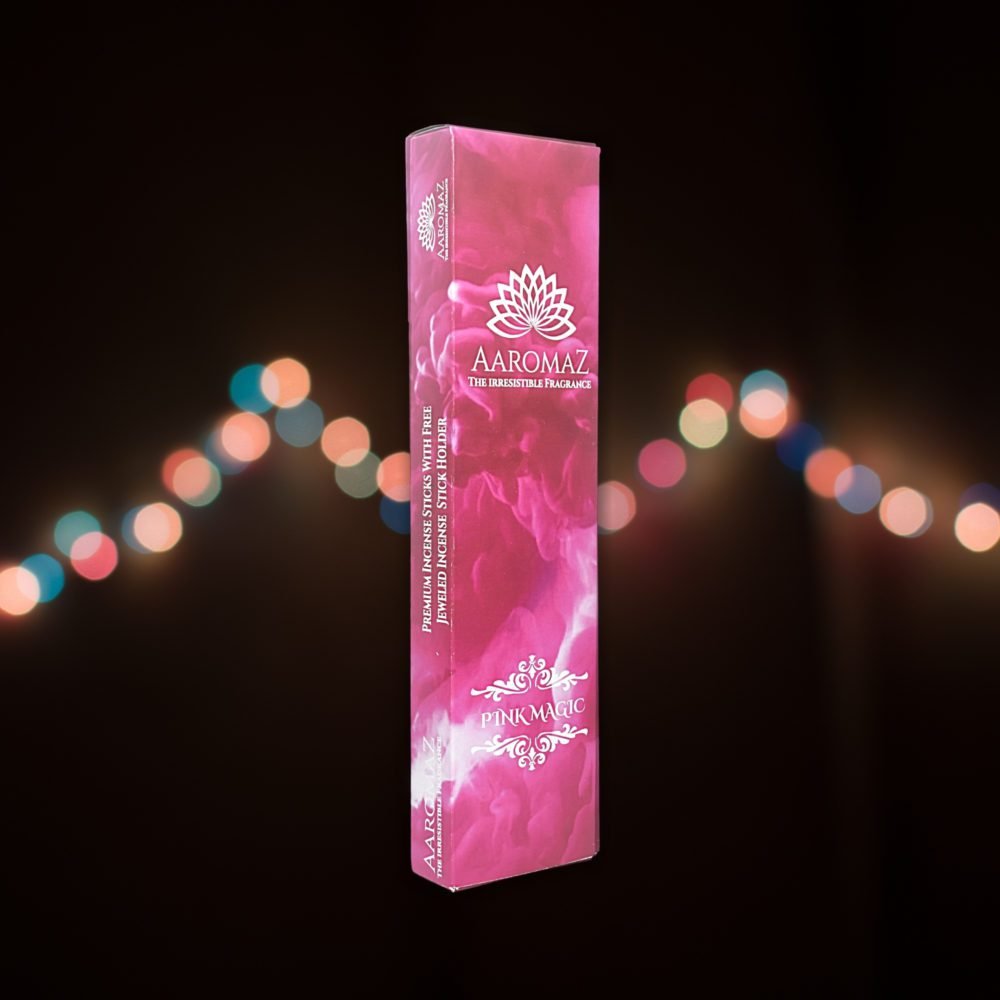 AaromaZ Premium Pink Magic Fashion Fragrance,Hand Dipped,Low Smoke,Free Jeweled Incense stick holder