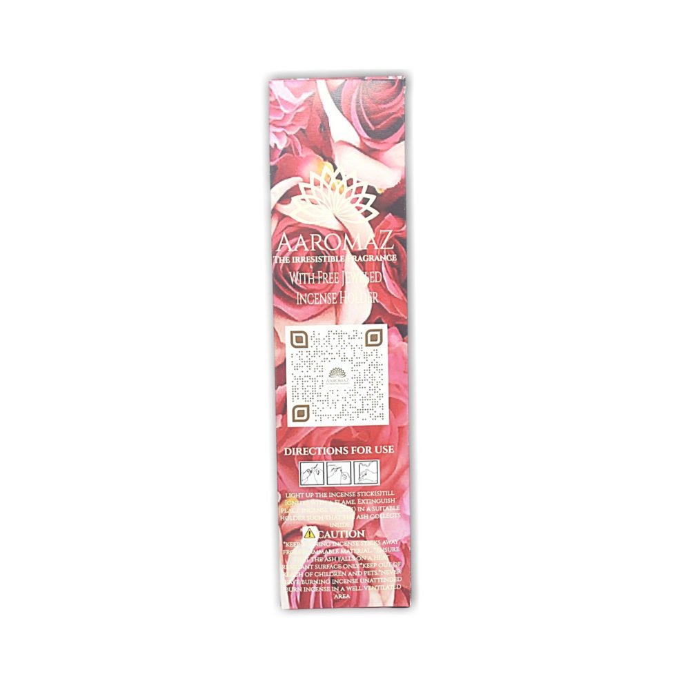 AaromaZ Premium Red Rose Fragrance, Hand Dipped, Low Smoke, Free Jeweled Incense stick holder. - Image 3