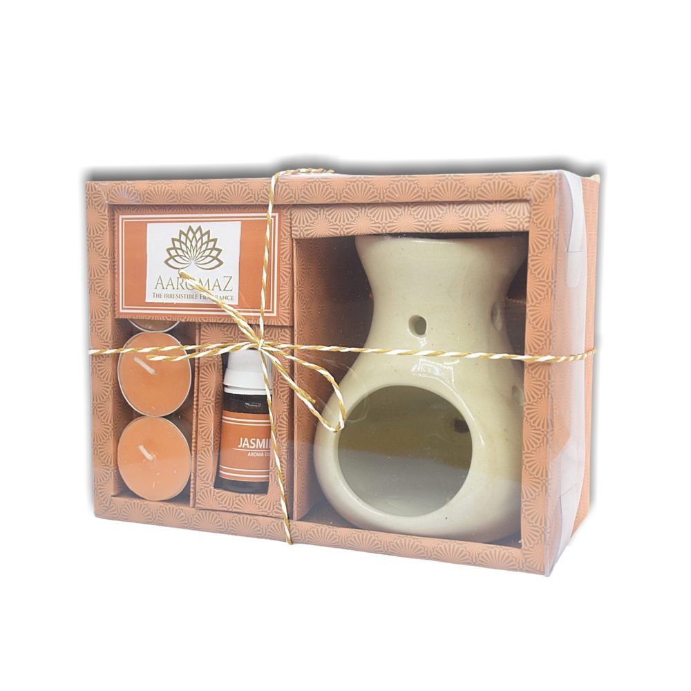 Tea Light Diffuser Jasmine Scented Premium Aroma Oil And Ceramic Cup By AaromaZ.