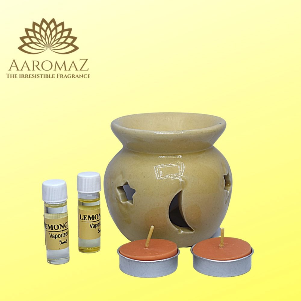 AaromaZ Premium Lemon Grass Incense , Ceramic Cup, Tea light holder Set - Image 5