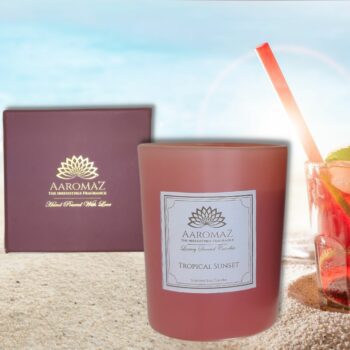 Scented Candle Tropical Sunset Fragrance in Pure Soy Wax in Glass Jar Serenity Series by AaromaZ