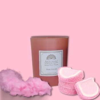 Scented Candle Pink Sugar Fragrance in Pure Soy Wax in Glass Jar Serenity Series by AaromaZ.