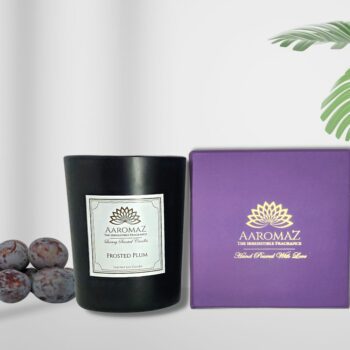 Scented Candle Frosted Plum Fragrance in Pure Soy Wax in Glass Jar Forever Series by AaromaZ