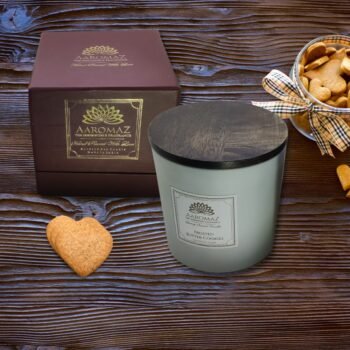 Scented Candle Frost Butter Cookies Fragrance in Pure Soy Wax in Glass Jar Serenity Series by AaromaZ.