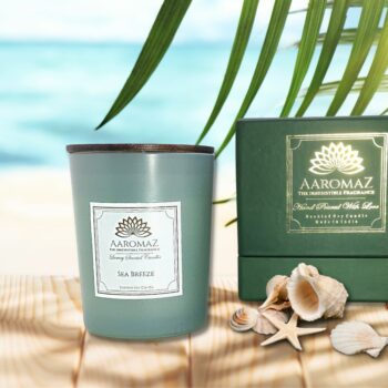 Scented Candle Sea Breeze Fragrance in Pure Soy Wax in Glass Jar Serenity Series by AaromaZ.