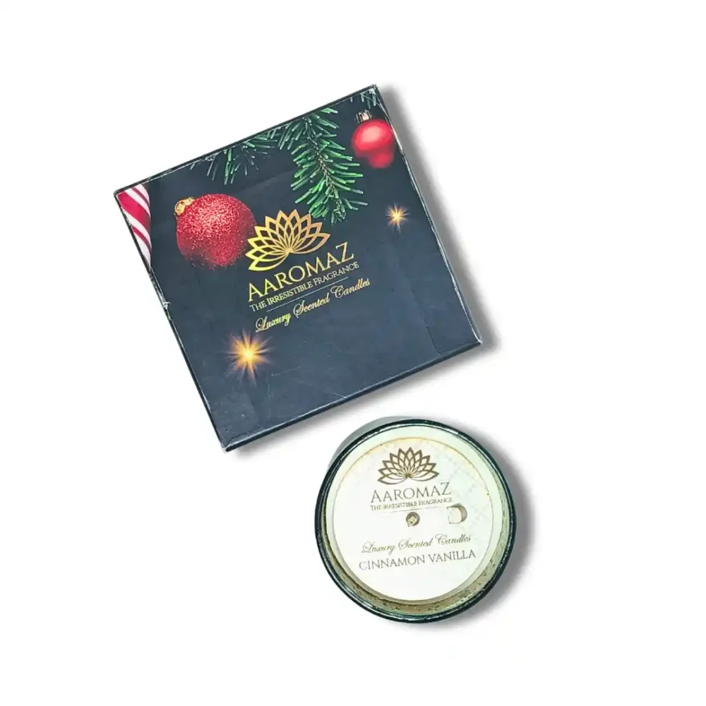 Cinnamon Vanilla Scented Candle – Sweet & Spiced Holiday Blend | AaromaZ|230G | AaromaZ Christmas Collection