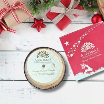 Golden Caramel Scented Candle – Sweet Holiday Indulgence | AaromaZ|230g