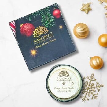 Ginger And Fig Scented Candle – Spiced & Sweet Holiday Charm | AaromaZ |230g | AaromaZ Christmas Collection