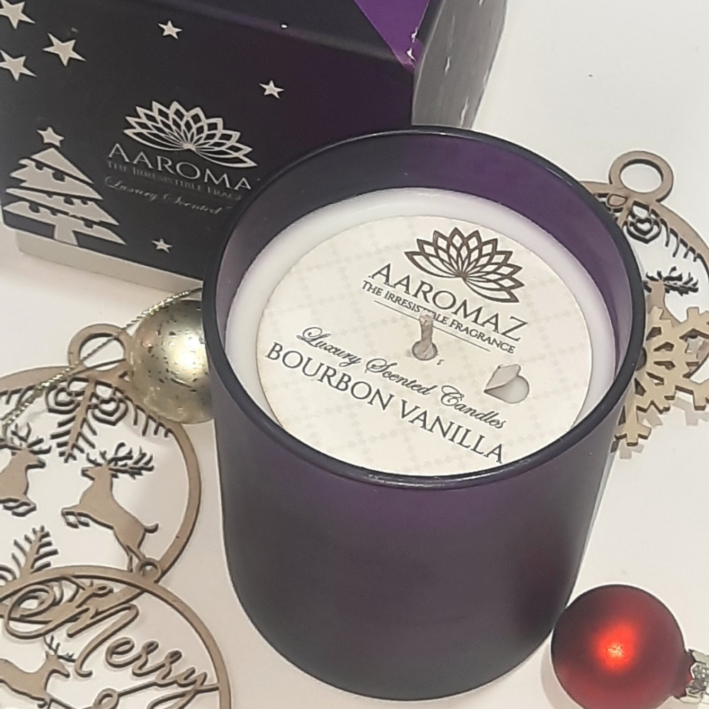 Bourbon Vanilla Scented Candle – Luxurious Holiday Fragrance | AaromaZ|320G