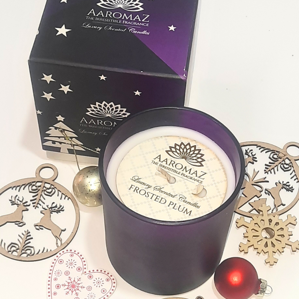 Frosted Plum Scented Candle – Luxurious Holiday Fragrance | AaromaZ|320G