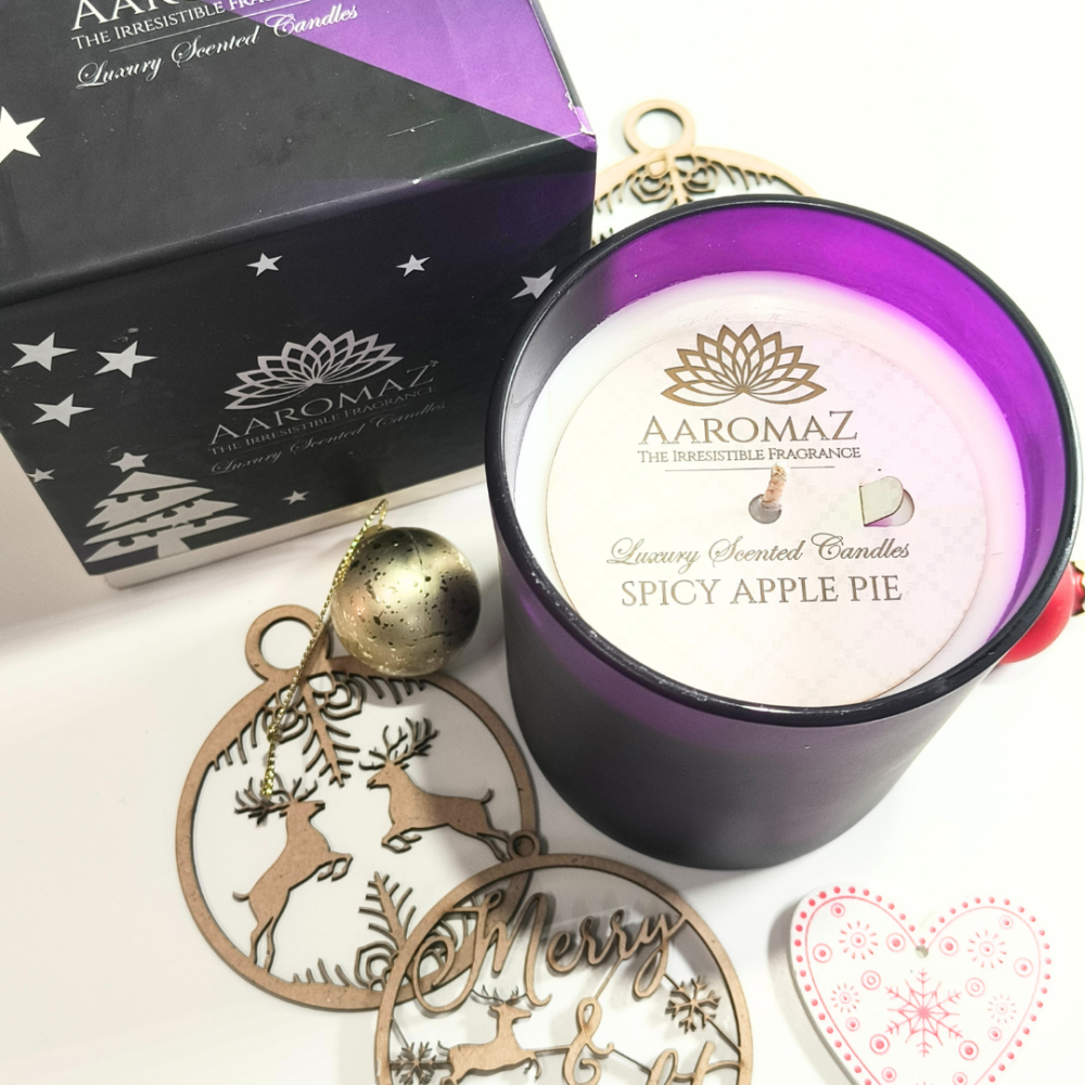 Spicy Apple Pie Scented Candle – Deliciously Festive Aroma | AaromaZ|320g