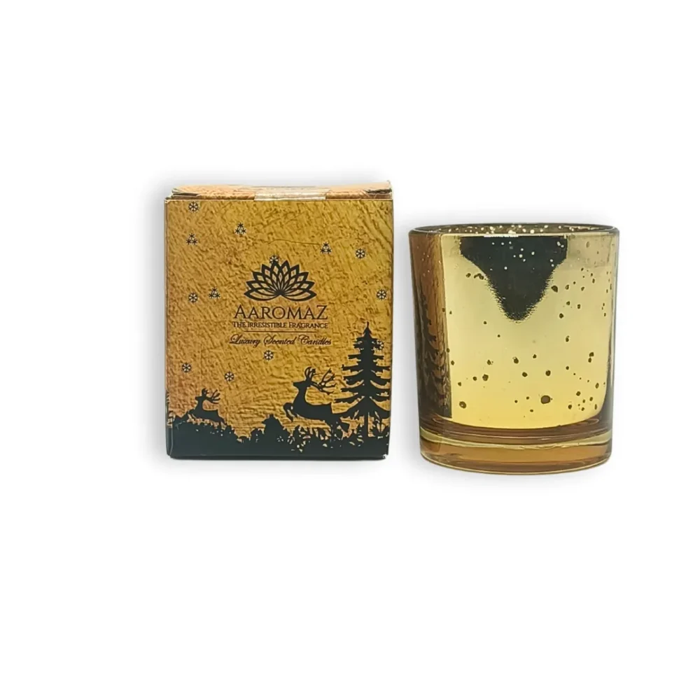 Christmas Pine Scented Candle – Fresh Evergreen Holiday Scent | AaromaZ |150g Golden Jar