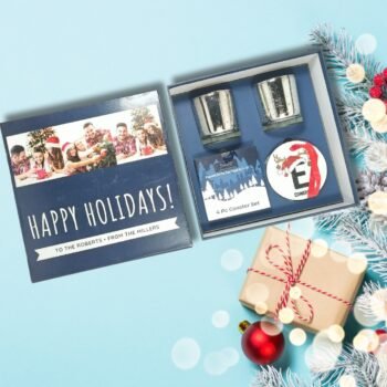 Personalized All-in-1 Christmas Gift Set Name Edition with 2 Scented Candles, Coaster Set, and Ornaments by AaromaZ