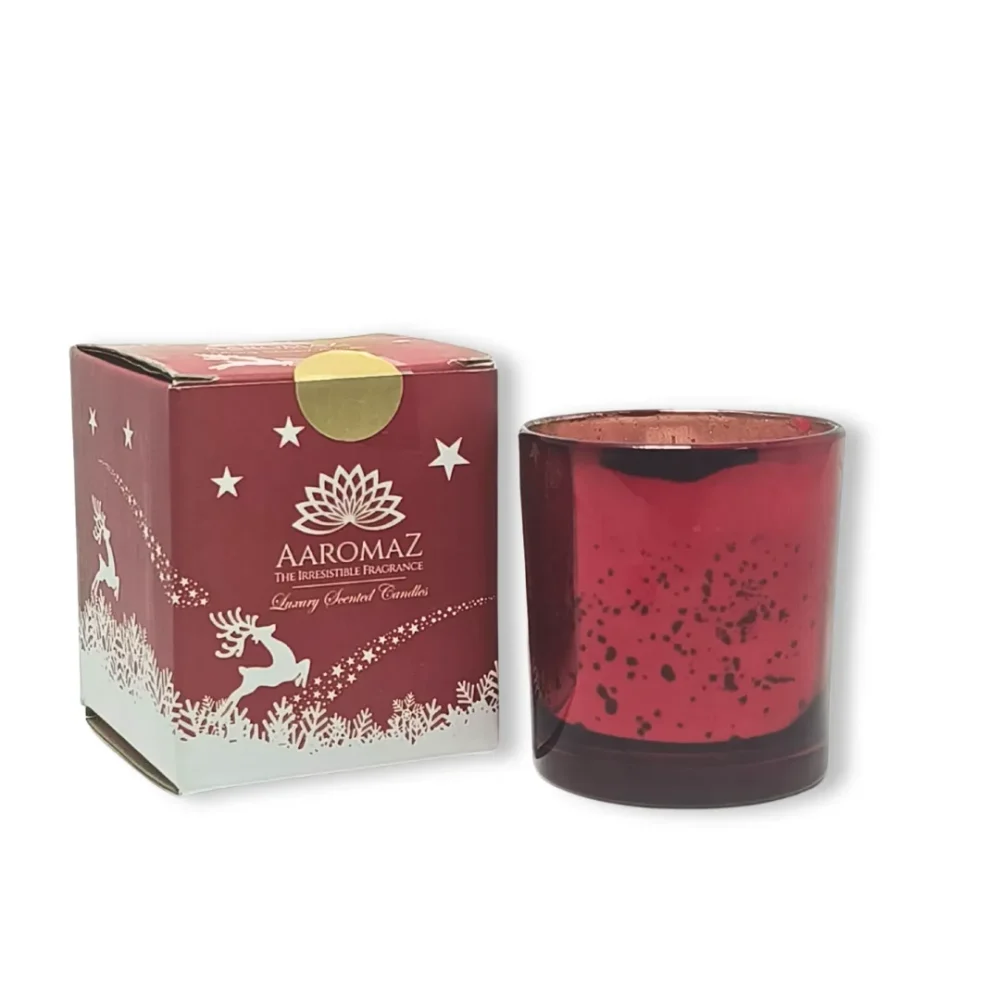 Magical Christmas Scented Candle – Pure Soy Wax in Festive Glass Jar(150g) | AaromaZ Christmas Collection | Red Jar
