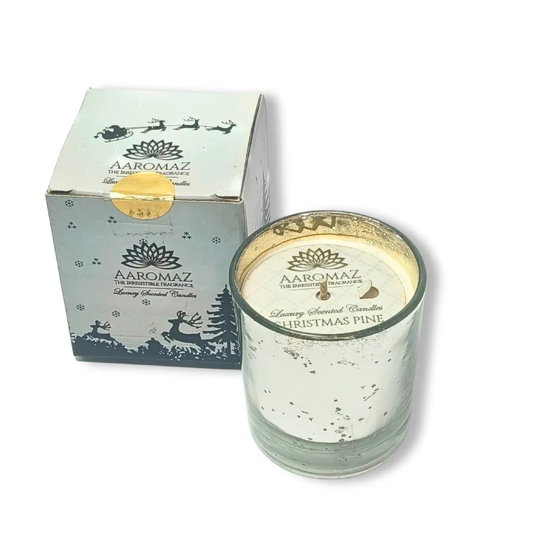 Christmas Pine Scented Candle – Fresh Evergreen Holiday Scent | AaromaZ |150g Silver Jar Christmas Pine Scented Candle Christmas Pine Scented Candle – Fresh Evergreen Holiday Scent | AaromaZ |150g Silver Jar