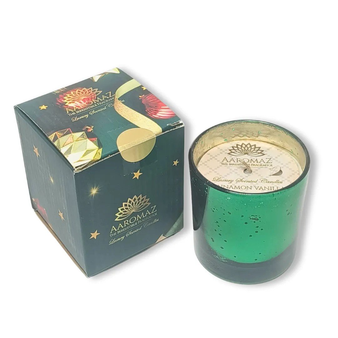 Cinnamon Vanilla Scented Candle – Sweet & Spiced Holiday Blend | AaromaZ|150G Green Jar Cinnamon Vanilla Scented Candle Cinnamon Vanilla Scented Candle – Sweet & Spiced Holiday Blend | AaromaZ|150G Green Jar
