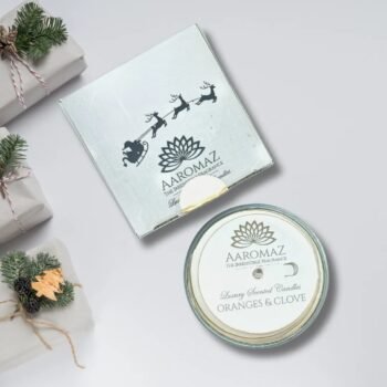 Orange and Clove Scented Candle – Zesty & Warm Holiday Fragrance | AaromaZ |150g Silver Jar.