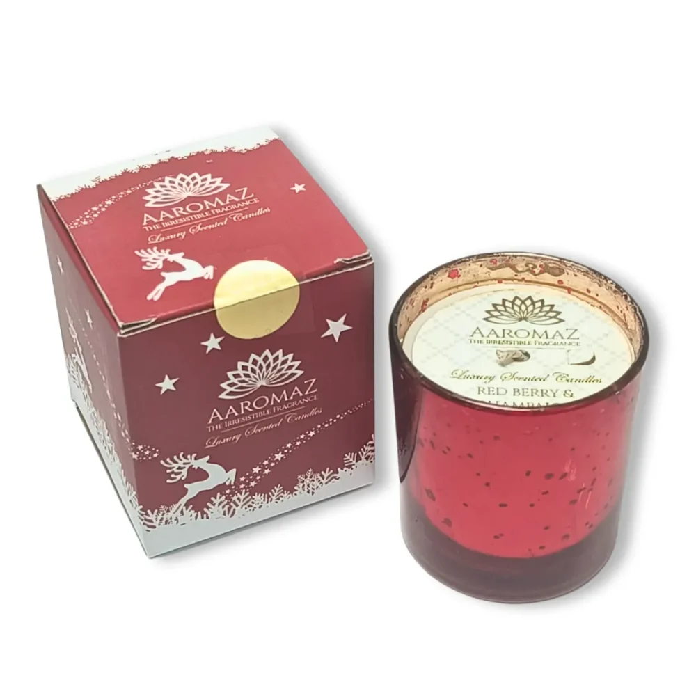 Red Berry & Champagne Scented Candle – Festive Bubbly Bliss | AaromaZ|150g.