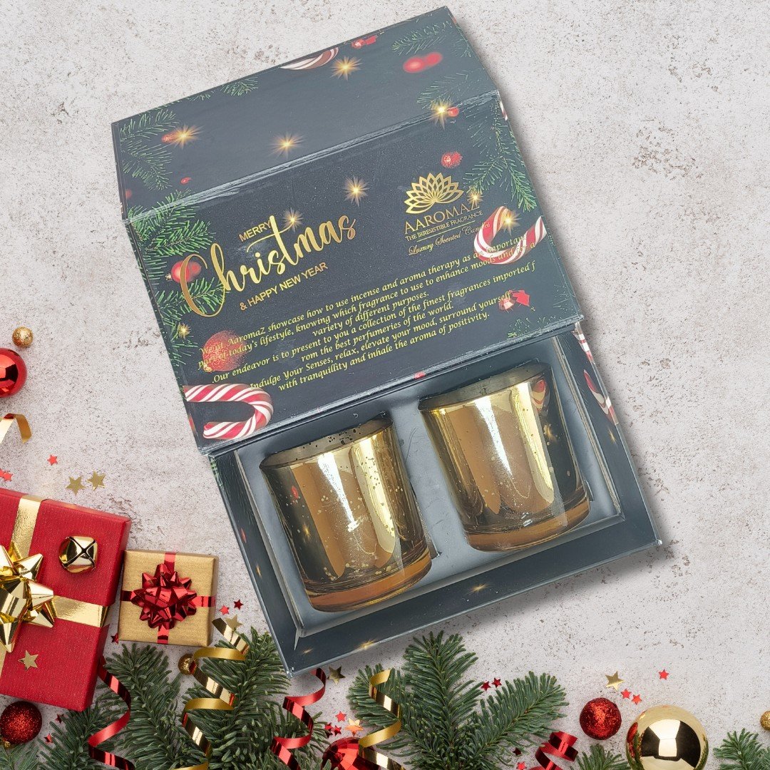 2-in-1 Scented Candle Set Clove Cedar and Cinnamon Vanilla in Golden Mercury Jars – Christmas Edition by AaromaZ 2-in-1 Scented Candle Set Clove Cedar And Cinnamon Vanilla 2-in-1 scented candle set Clove Cedar and Cinnamon Vanilla