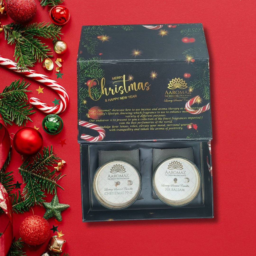 2-in-1 Scented Candle Set - Fir Balsam and Christmas Pine in Silver Mercury Jars – Holiday Edition by AaromaZ 2-in-1 Scented Candle Set Fir Balsam And Christmas Pine 2-in-1 Scented Candle Set Fir Balsam And Christmas Pine in Silver Mercury Jars – Holiday Edition by AaromaZ