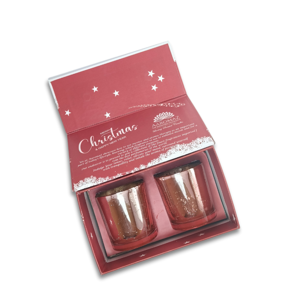 2-in-1 Scented Candle Set Fig Cinnamon And Cinnamon Strussel in Pink Mercury Jars – Festive Edition by AaromaZ