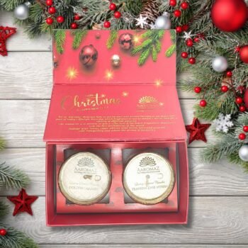 2-in-1 Scented Candle Set Golden Caramel And Frankincense and Myrrh in Pink Mercury Jars – Luxurious Christmas Edition by AaromaZ